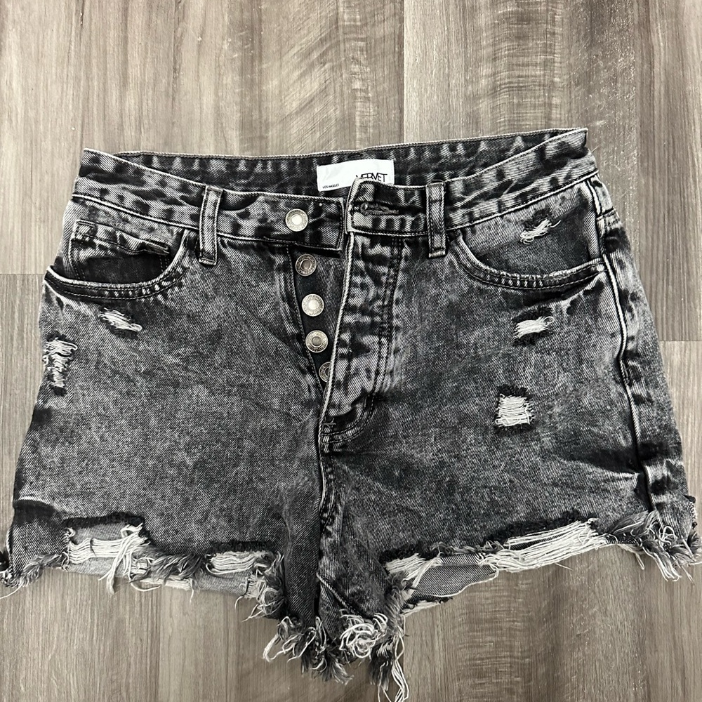 Cider Charcoal Distressed Jean Shorts